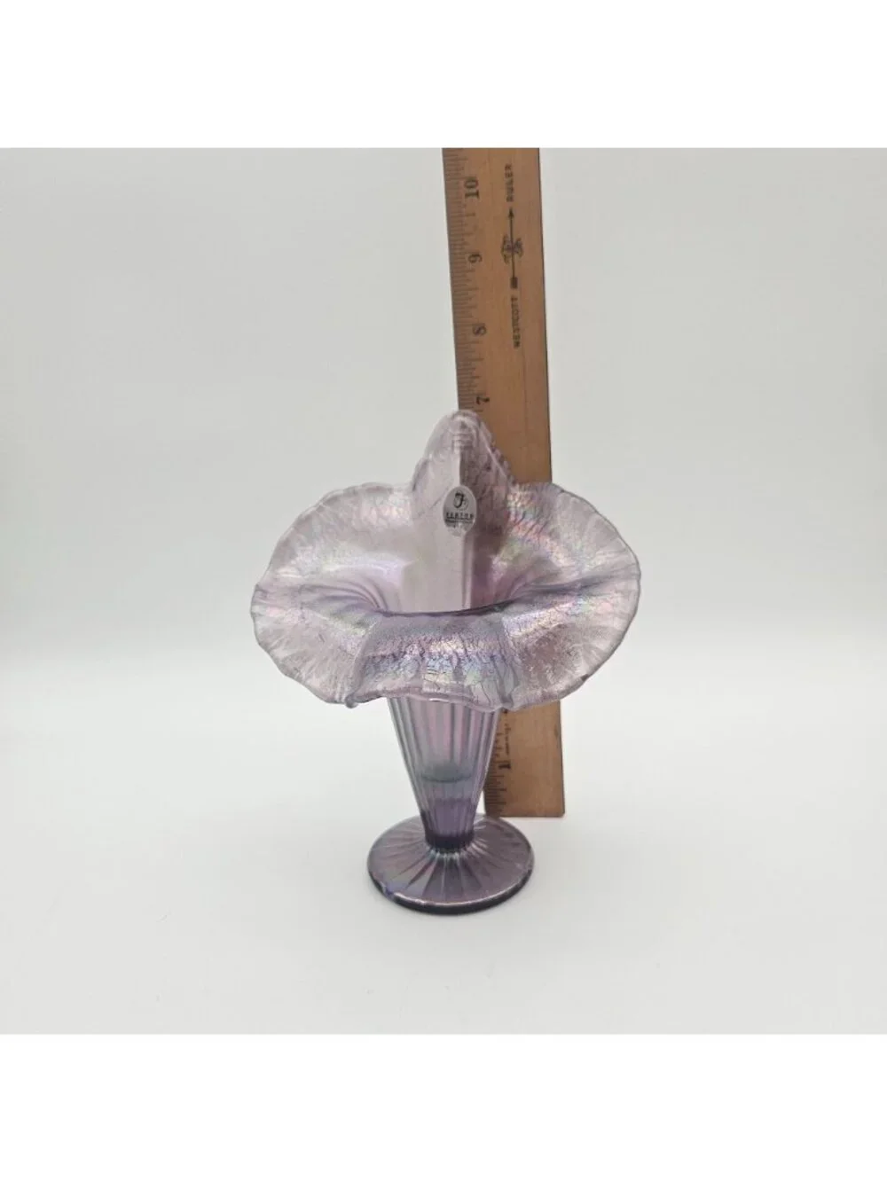 Fenton Lavender Purple Iridescent Crackle Jack in the Pulpit Vase
